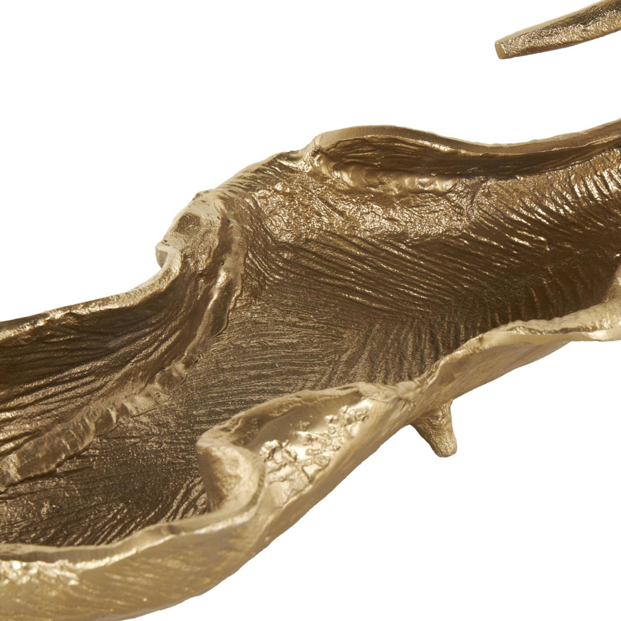 27" Gold Aluminum Metal Leaf Textured Decorative Bowl